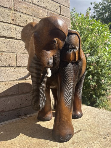Vintage wooden elephant - wooden,