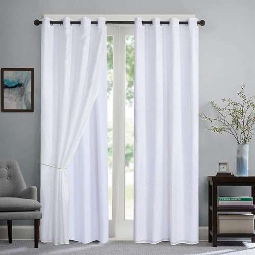 Pair lined sheer curtain - pair,