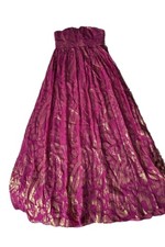 Silk Vintage Pink Small Ball gown Gold Accents Floor Length Dress 