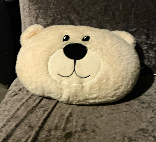 White black bear face plush - white,