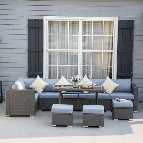 Outsunny 10pcs rattan sofa - rattan,