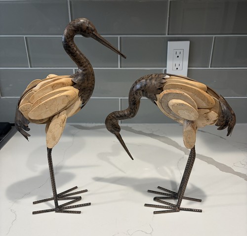 Rustic metal crane heron - metal,