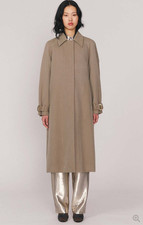 INDRESS  water rain repellent wool trench coat in teal blue. Maxmara. Burberry.