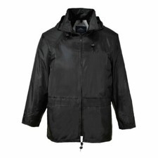 MEN BLACK WATERPROOF MOTORCYCLE MOTORBIKE CLASSIC RAIN OVER JACKET