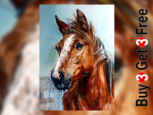 Chestnut horse ink watercolor - chestnut,