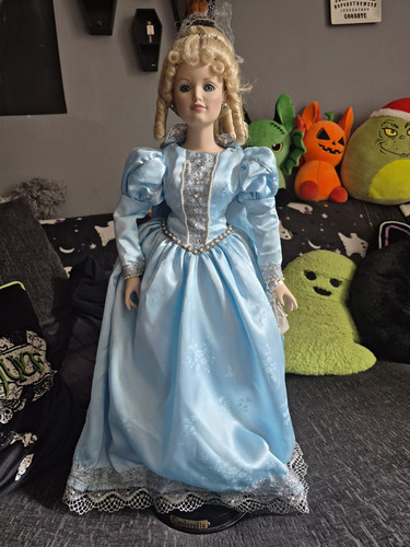 Cinderella porcelain doll blue - porcelain,