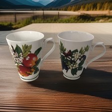 Roy Kirkham “BOTANICA “2 x Mugs Cups Bundle 1996 Apples & Plum Design Vintage