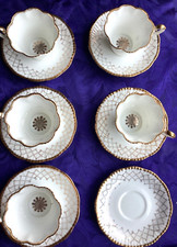Rare Fine English Bone China Imperial Warranted 22k Gold Tea Set Cups & Saucers