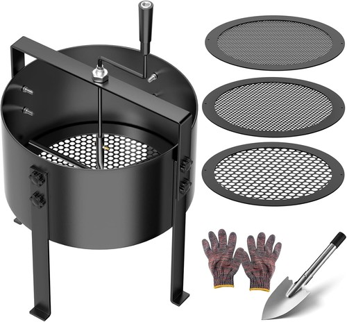Rotary soil sifter with - rotary,