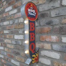 Light Up Sign BBQ Tin Metal