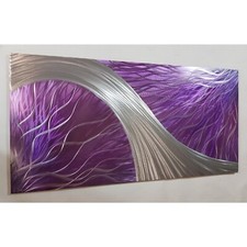 Modern abstract Contemporary metal wall art. Division. Purple And Silver