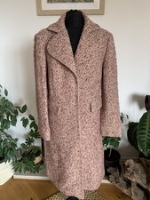 Vintage Zara Pink Purple Wool Alpaca Coat Tweed Jacket Long - Size M-L Boucle