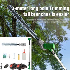 Hedge Trimmer Cordless Electric Long Reach Cutter 2.4m Pole with 2 Batteries