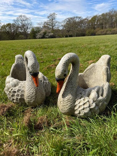 Large swan planter pair garden - pair,