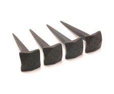 3" Iron Nails (4pcs) Hand Forged Black Antique Rustic Square Dotted Head Nails