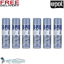 6 X U-POL POWER CAN AEROSOLS 500ML UPOL SPRAY PAINT RATTLE CANS - GREY PRIMER