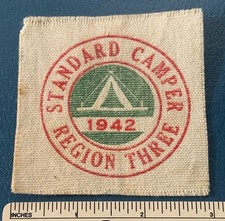 Vintage 1942 STANDARD CAMPER REGION THREE 3 Boy Scout Canvas PATCH BSA Scouting