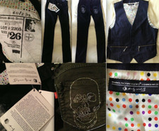 1 DAMIEN HIRST ANDY WARHOL SWAROVSKI CRYSTAL SKULL LEVI'S JEANS NWT or SPOT VEST