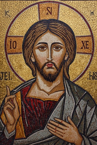 Jesus christ byzantine mosaic - byzantine,