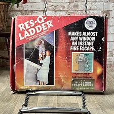 Vintage Unused RES-Q-LADDER All Steel Chain Fire Escape Ladder 25ft 3-Story