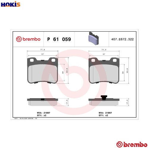 Brake pad set disc - disc, p