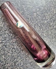 Swedish Art Glass Tapered Amethyst Bud Vase (Excellent Condition) 20cm x 6cm