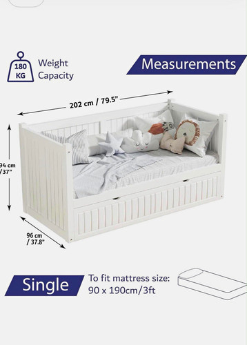 White wooden daybed - frame, with