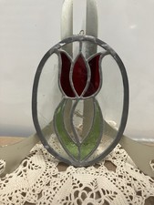 VTG Stained Glass Floral Tulip