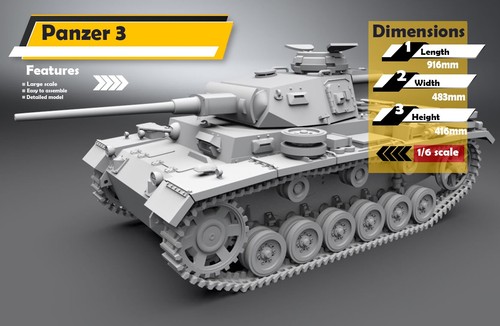 Scale german wwii panzer 3 - panzer,