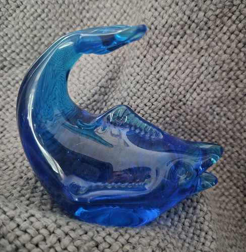 Blue glass fish figurine - blue,