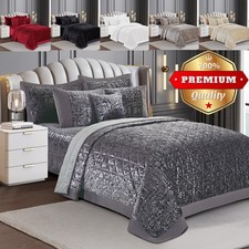  3 Piece Quilted Bedspread Bed Throw With Pillow Sham Bedding Set Plush Velvet