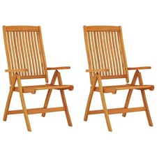 2 Folding Garden Chairs Reclining Wood Outdoor Chair Seat Seating Wooden Home