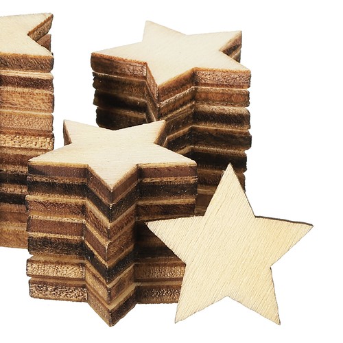 20mm wooden stars - 100, pack