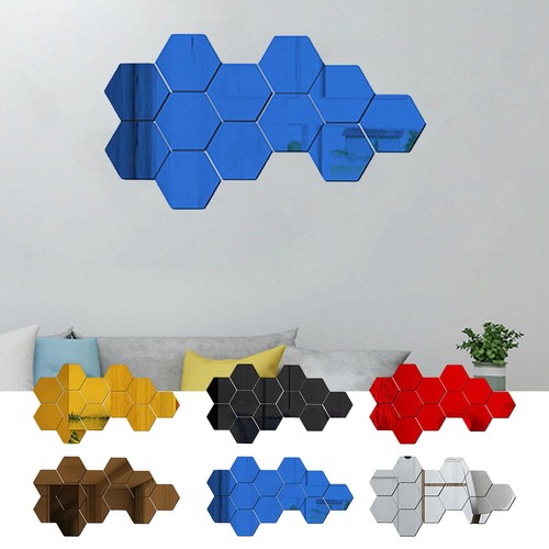 12pcs hexagon mirror tiles - hexagon,