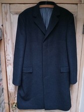 Slaters Mens Long Coat 40R Cashmere Blend Black Overcoat Large