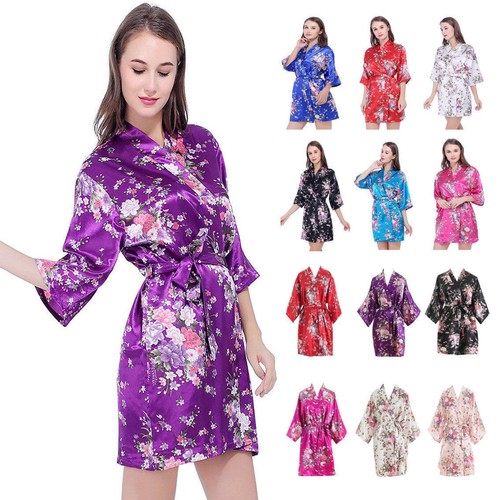 Women short floral robe - floral,