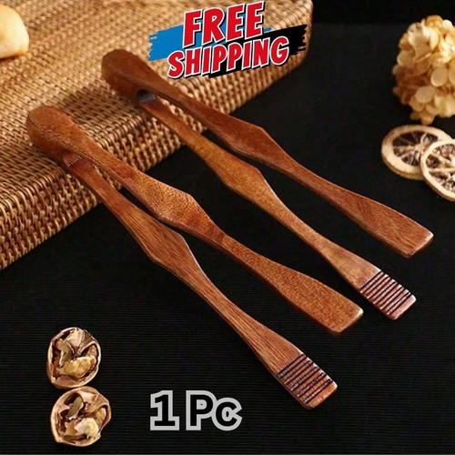 1pc wooden food tongs - 1pc,