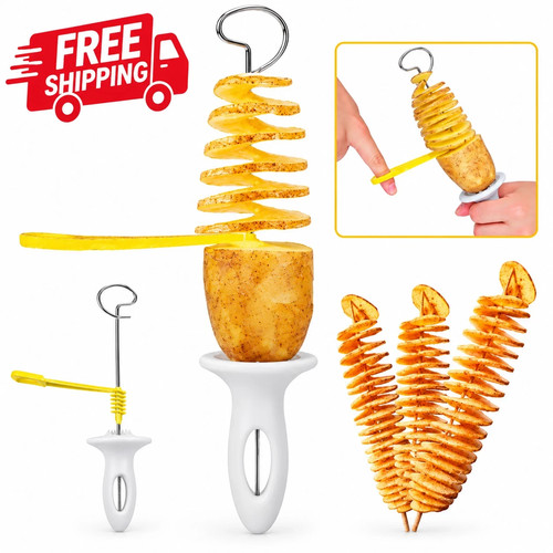 Spiral potato cutter - potato, hand