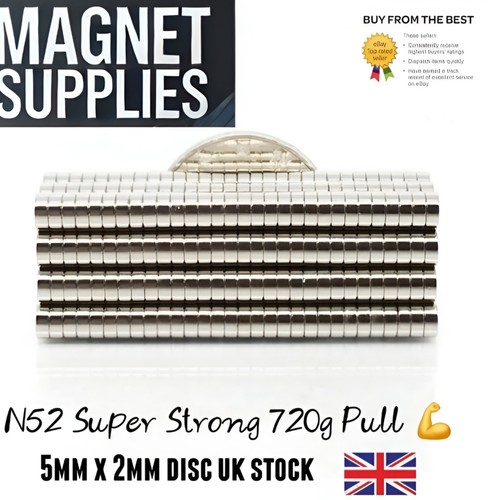 5mm 2mm n52 neodymium disc - 2mm,