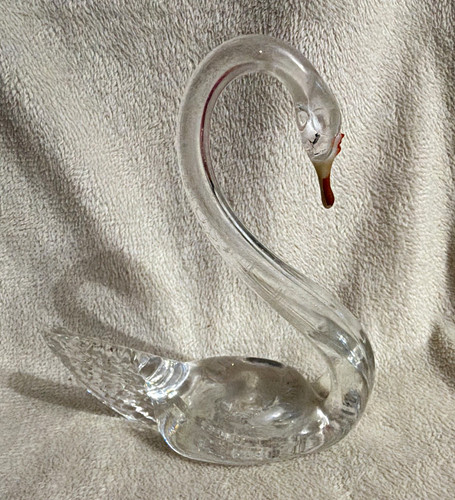 Clear glass swan - clear,