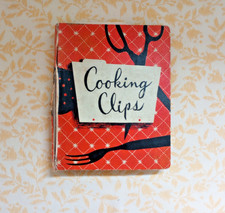 Vintage Recipe File Scrapbook 1950s Ephemera Clipped & Handwritten Kitchen Book