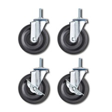 Pack of 4 Heavy Duty Castor Wheels for Chrome Wire Shelving - Dia. 75mm - 200kg