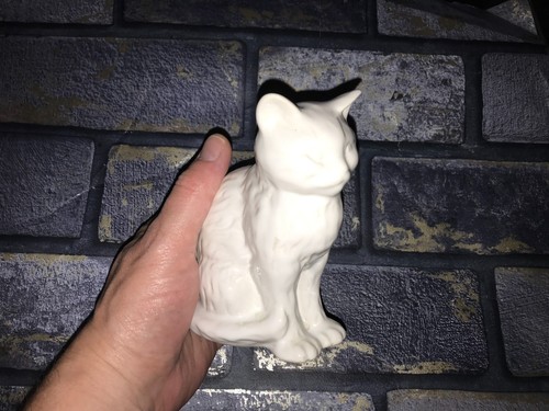 Vintage white ceramic cat - vintage,