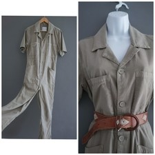 Primark light khaki green jumpsuit boiler suit 100% cotton 10 Medium 