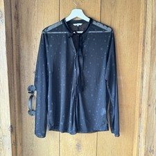 Women’s Sandwich Size XXL Black Star Print Chiffon Blouse Shirt Top