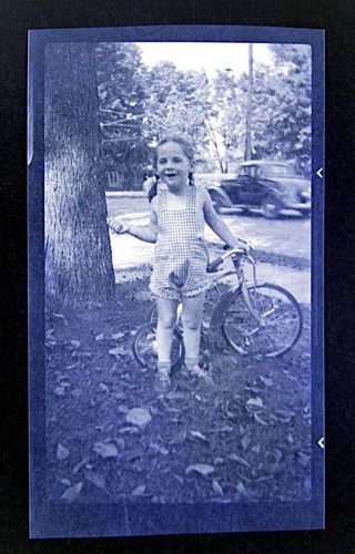1930s young girl tricycle - young,