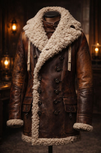 Men vintage brown shearling - men,