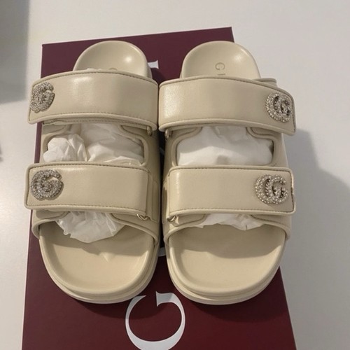 Gucci beige leather slide - beige,