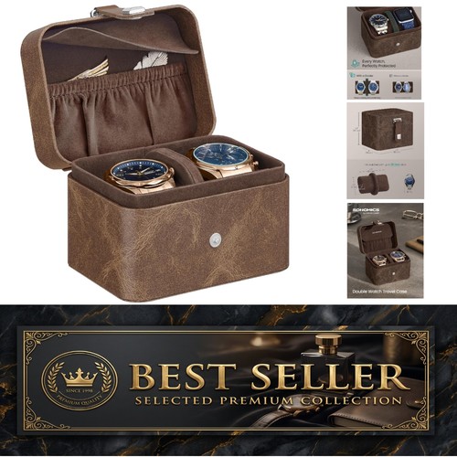 Slot watch travel case - 2-slot,
