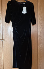 LK Bennett Dr Kara Black Velvet Silk Mix Dress Size 10 EUR 38 New with Tags